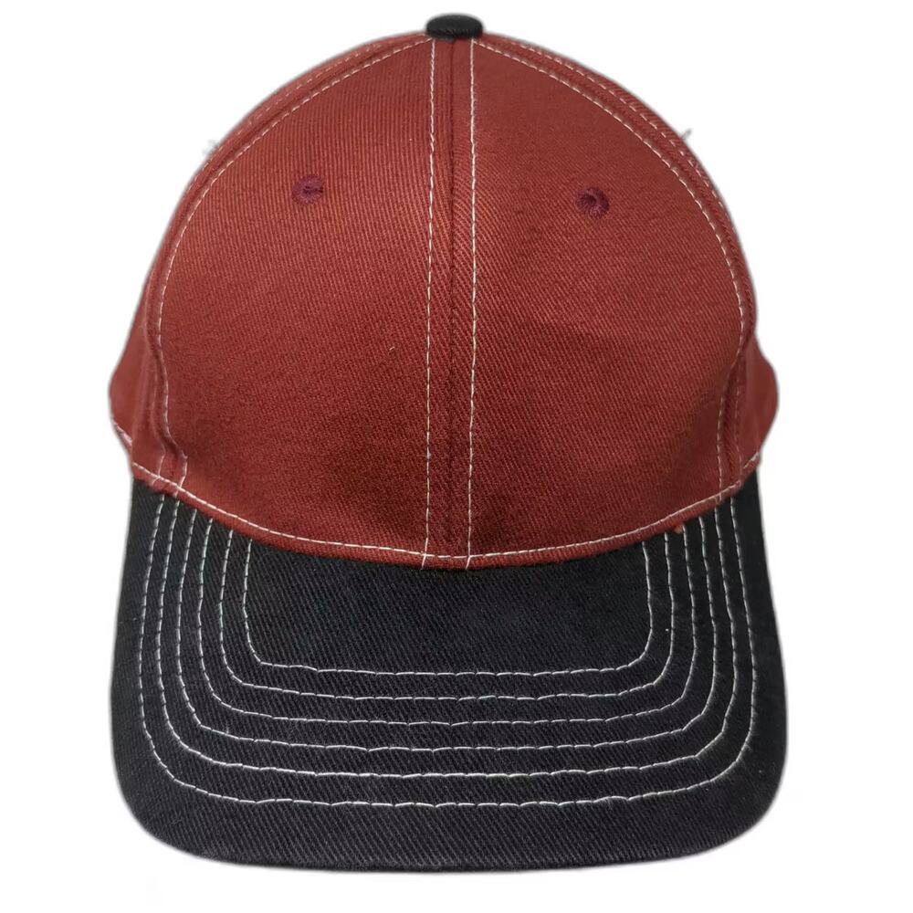 Tc Baseball Cap Red Black OS White Contrast Stitching Two Tone Adjustable Hat